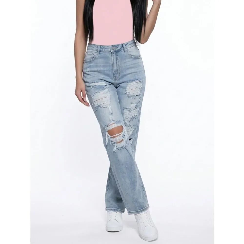 Risen Combo Washed High Rise Destressed Jeans Size 2X